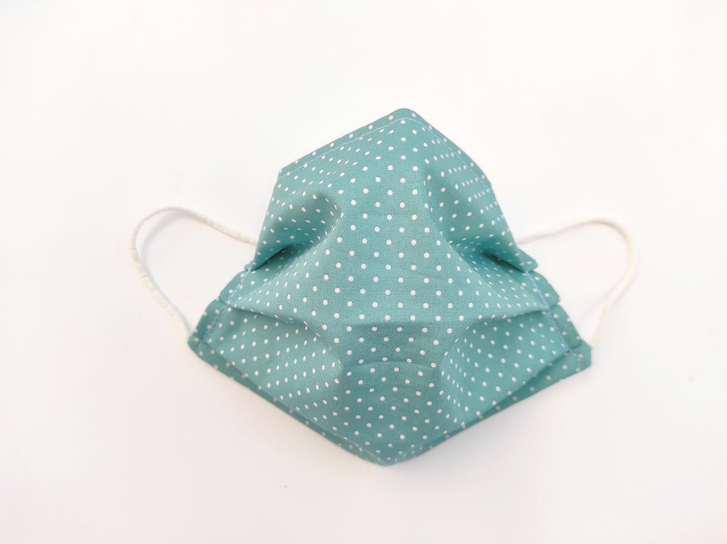 Mascarilla topitos azul verdoso merakiheartmade
