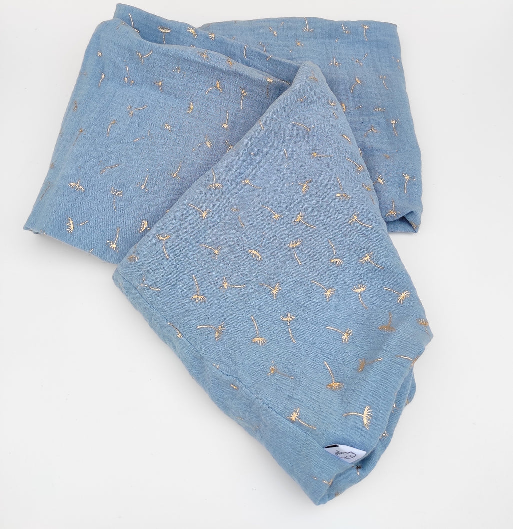 Foulard muselina flor de los deseos azul merakiheartmade